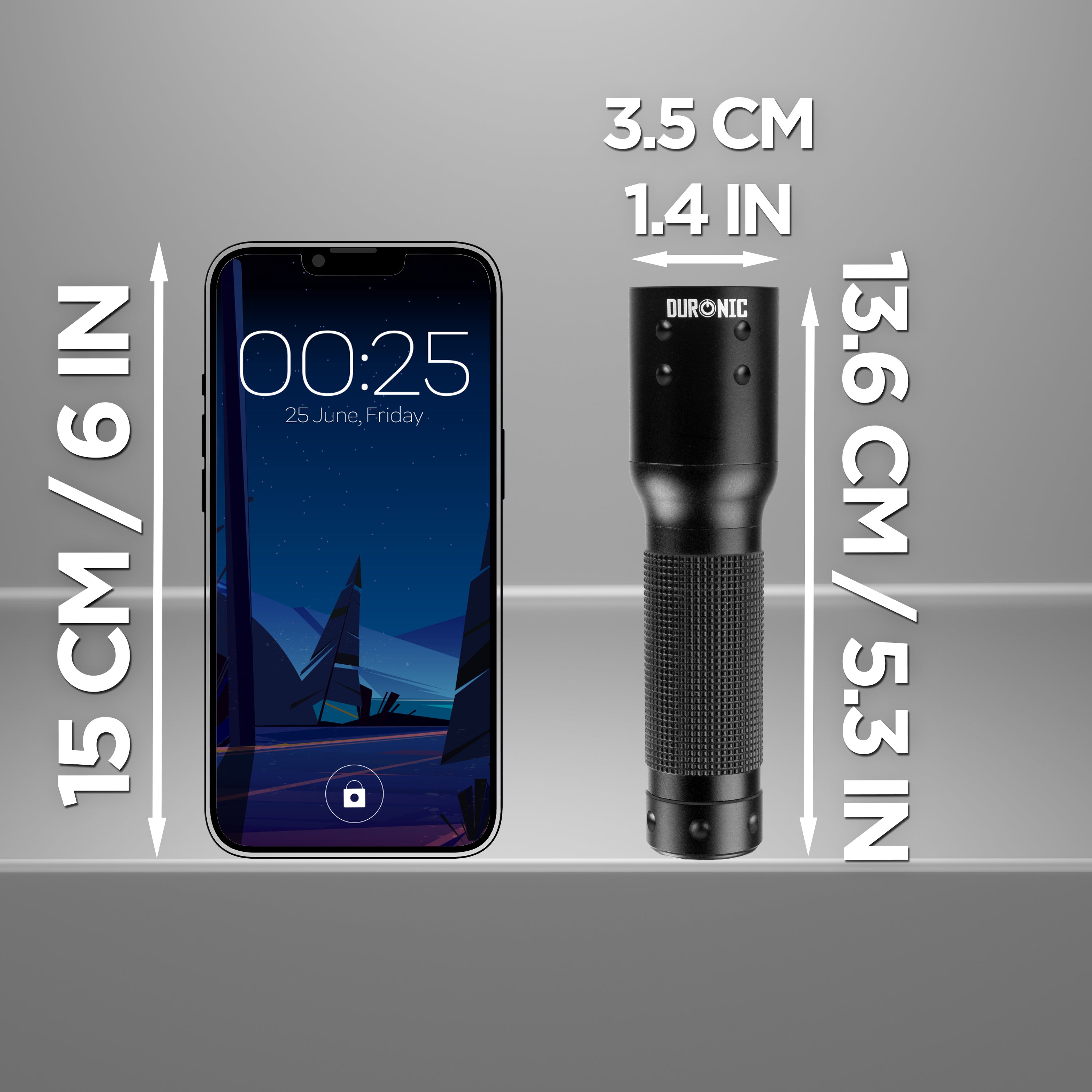 Zoomgoods LED Torch RFL283AA Portable Flashlight, Handheld Pocket Torchlight, Lightweight Torch Light for Camping Hiking Night Emergencies & Blackouts