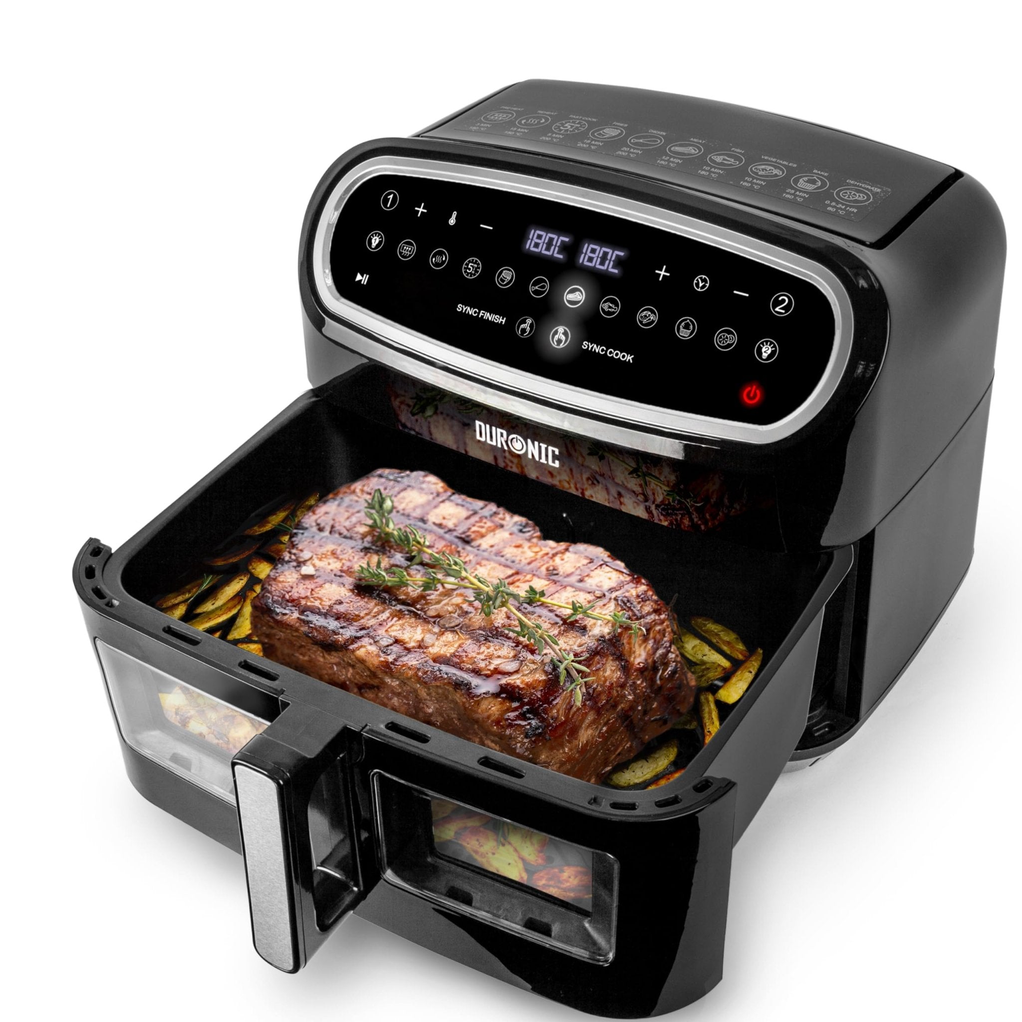 Zoomgoods AF14 BK large air fryer single 10L drawer for large meals like steak, potatoes, whole roast chicken