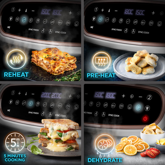 Zoomgoods AF34 WE Digital Air Fryer Reheat Preheat 5minute Cooking Dehydrate Functions