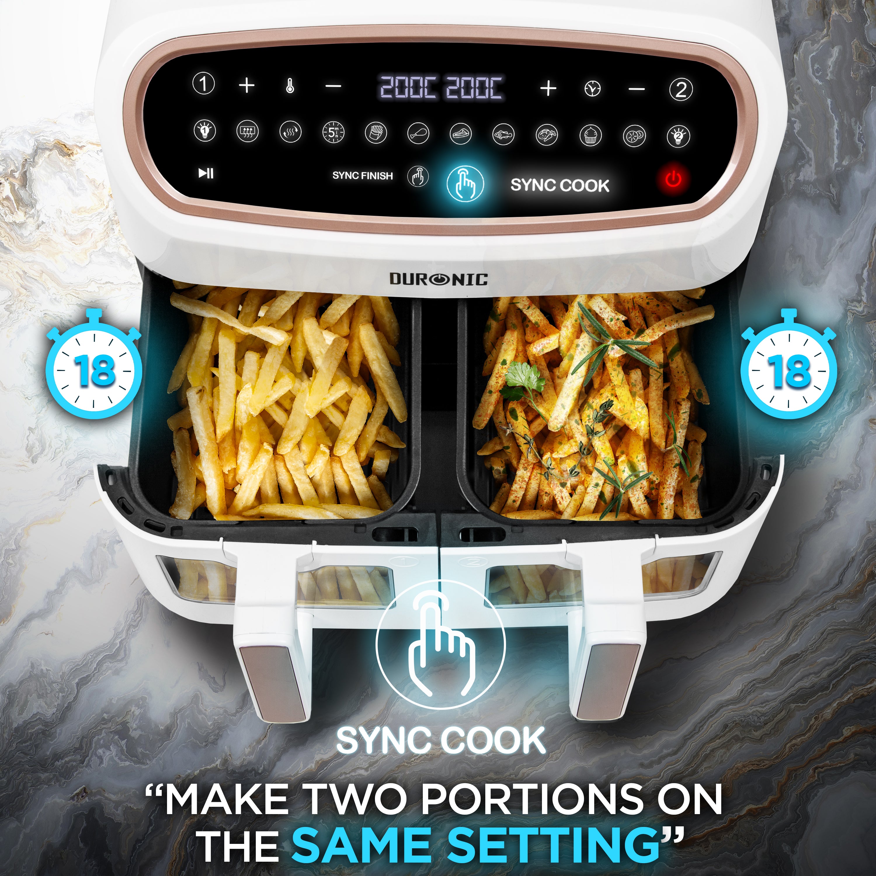Zoomgoods AF34 WE Double Drawer Air Fryer Sync Cook Fries Chips