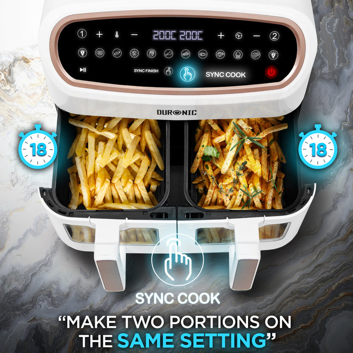 Zoomgoods AF34 WE Double Drawer Air Fryer Sync Cook Fries Chips