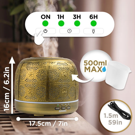 Zoomgoods Aromatherapy Diffuser with product dimension and modes