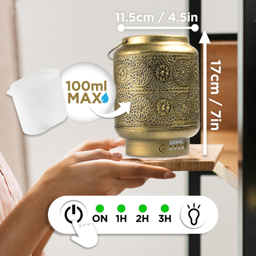 Zoomgoods Aromatherapy Diffuser with product dimension, modes