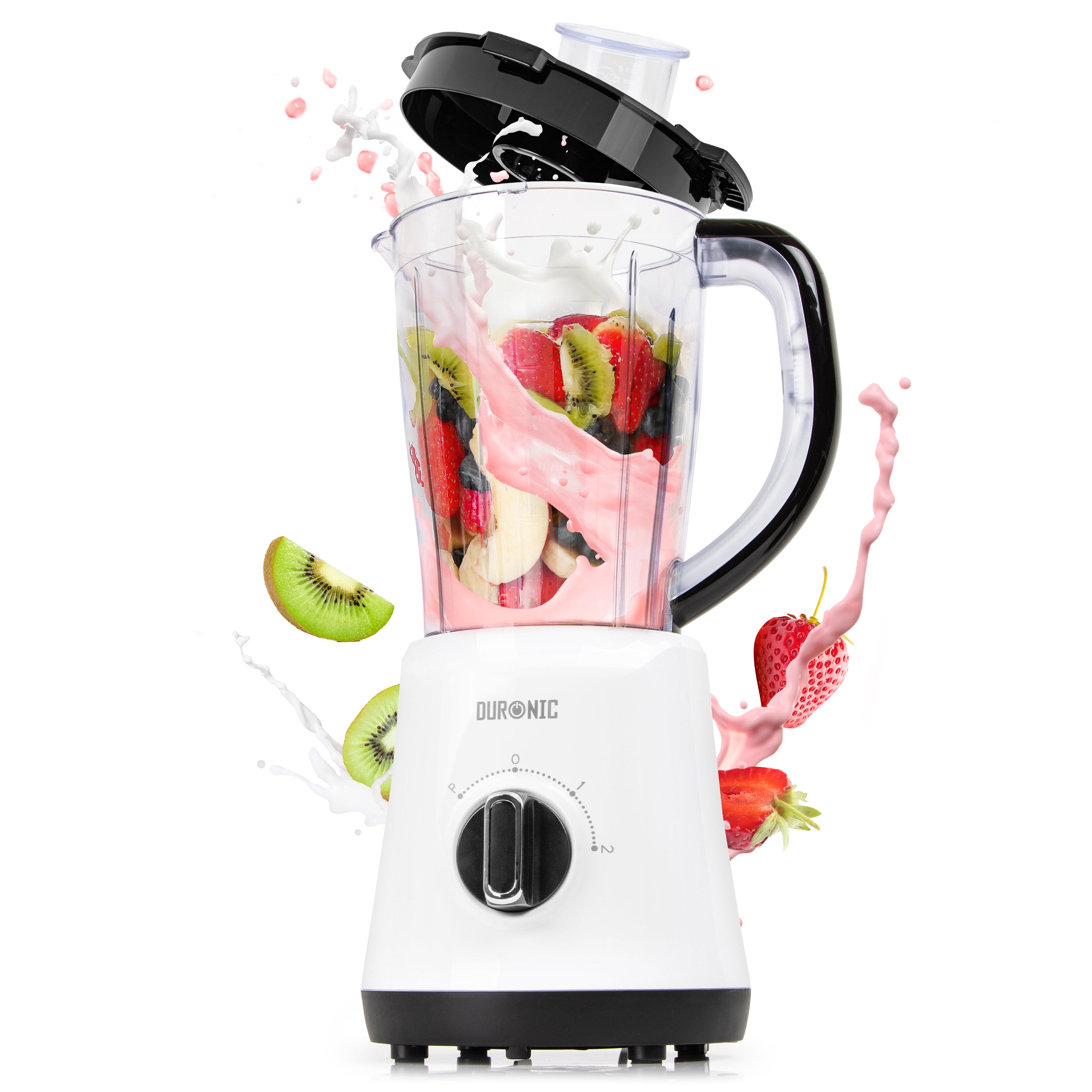 Zoomgoods BL16 jug blender blending strawberry kiwi banana blueberry fruits