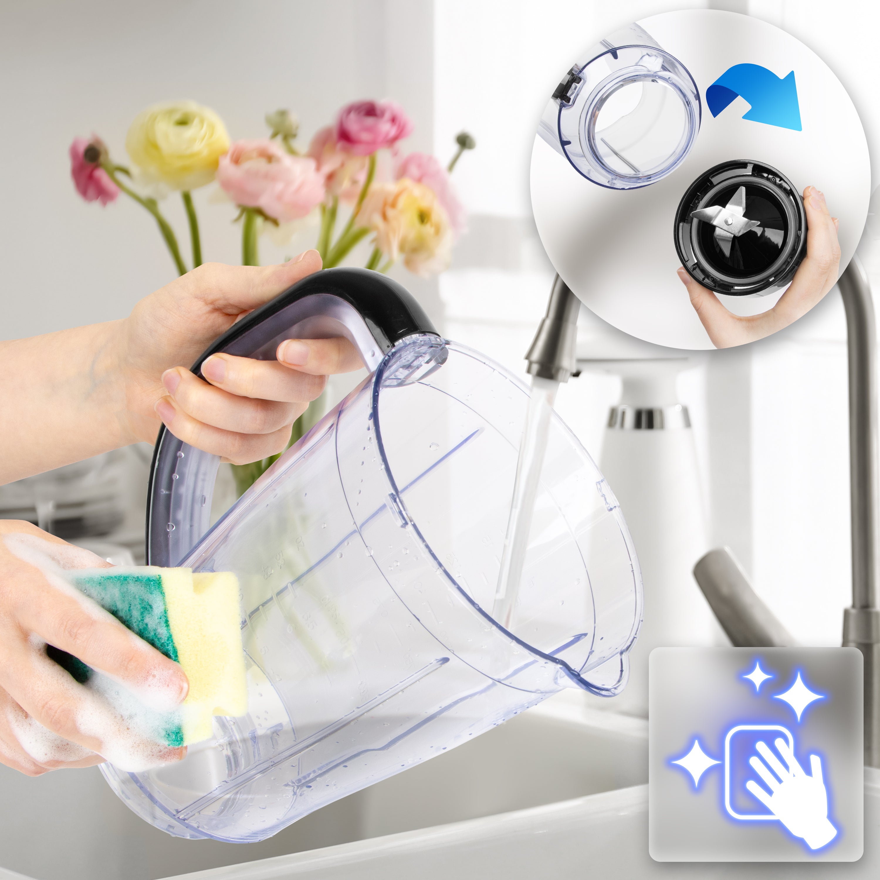 Zoomgoods BL16 table top blender cleaning with sponge easy to detach and clean