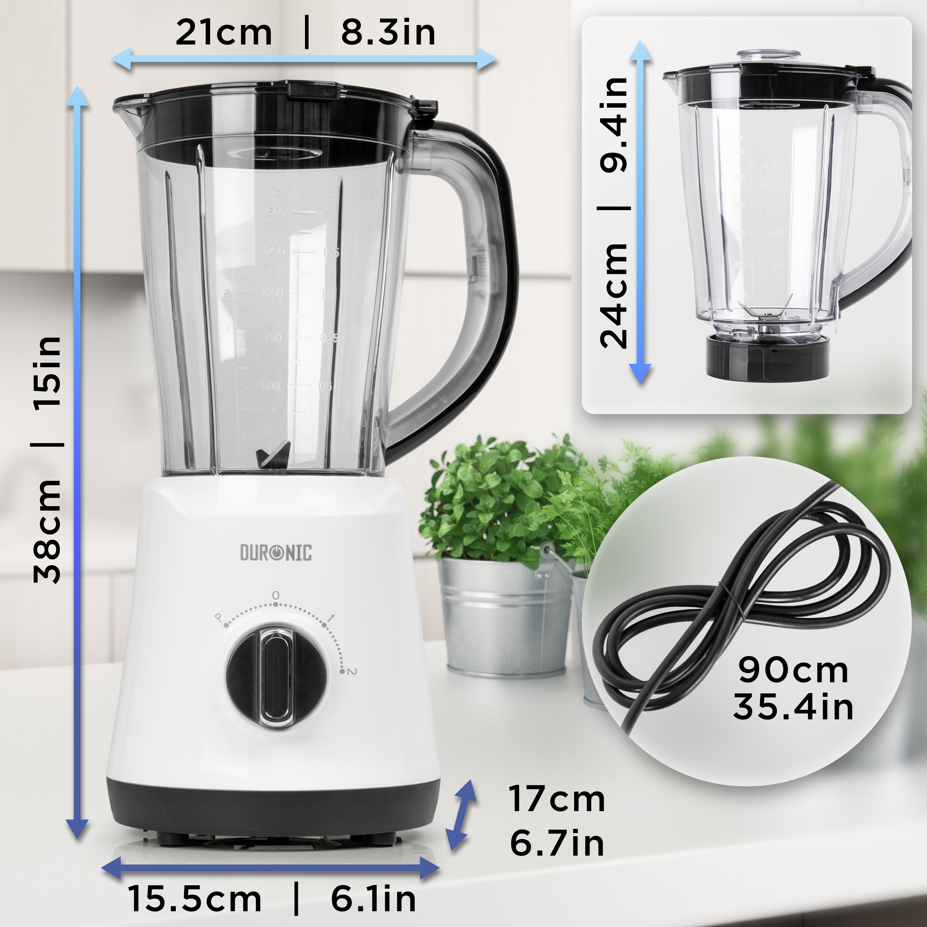 Zoomgoods BL16 table top blender dimensions height length width depth
