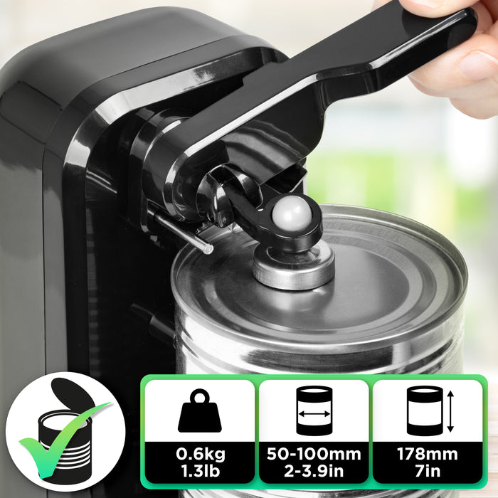 Zoomgoods CO40 electric can opener to open tins of 0.6kg weight, 50-100mm width, 178mm height