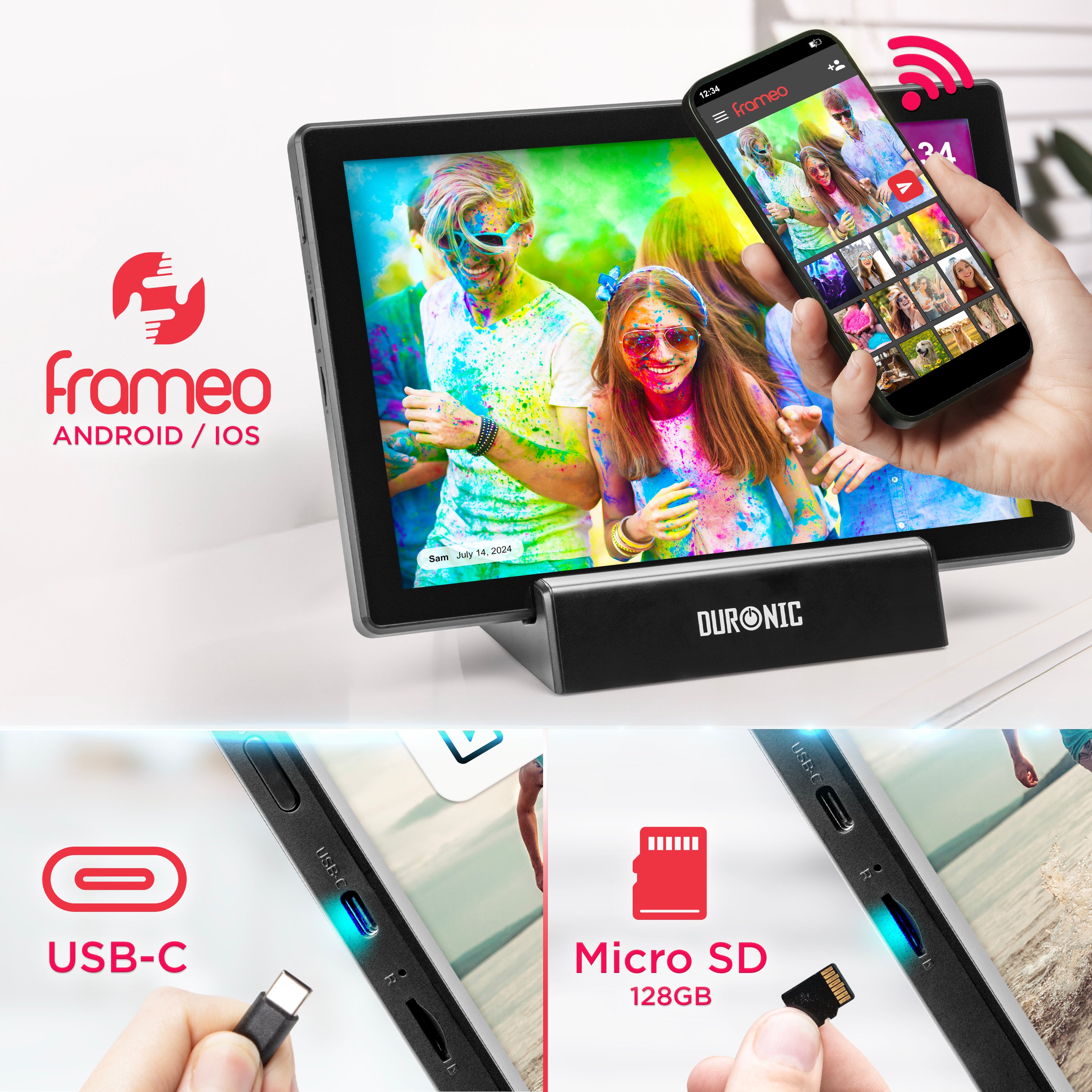 Zoomgoods Digital Photo Frame displaying colorful photos