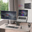 Zoomgoods Dual Monitor Stand desk mount holding a 13–32 inch monitor and a laptop weighing up to 9kg
