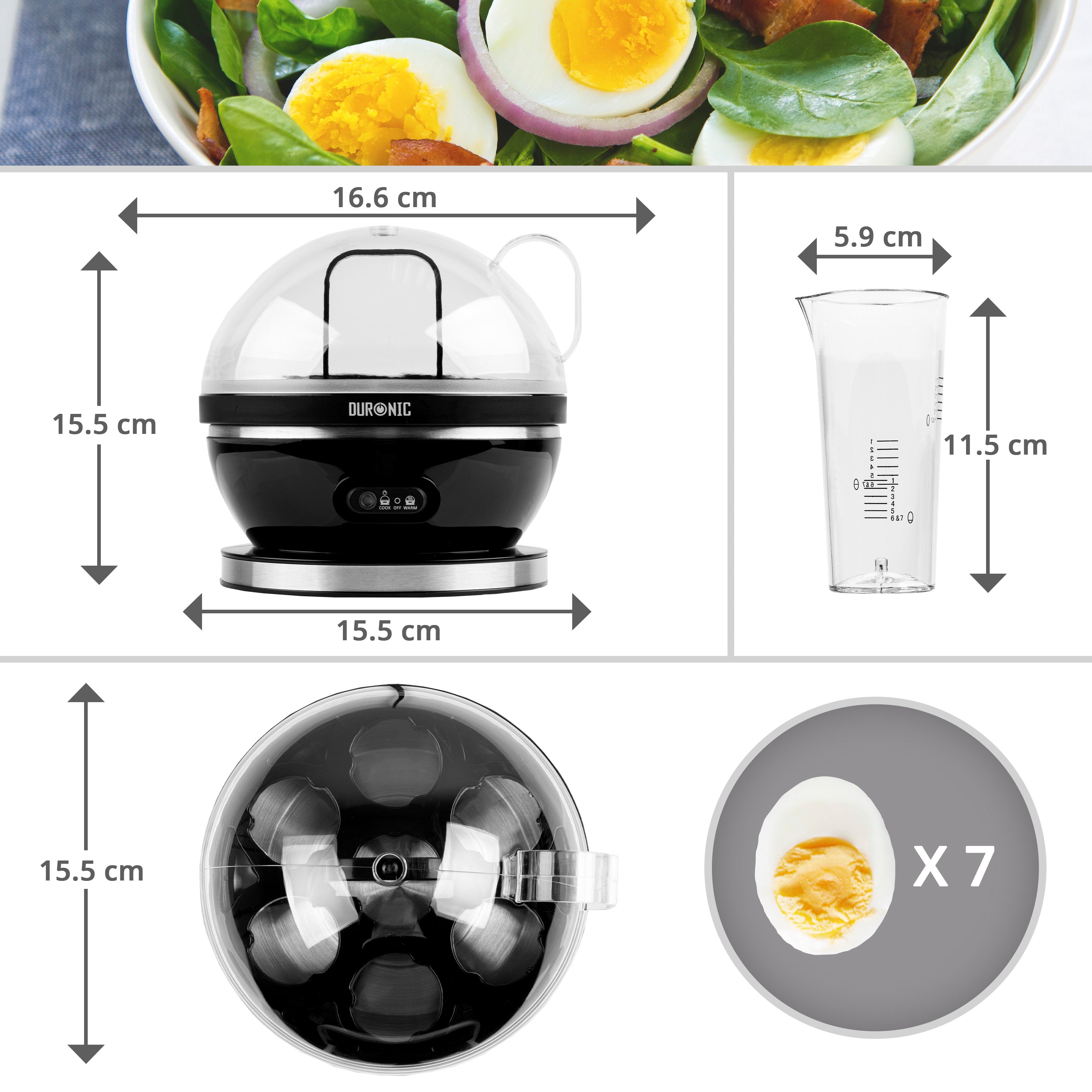 Zoomgoods EB27 BK electric egg boiler dimensions and capacity to boil 7 eggs at a time
