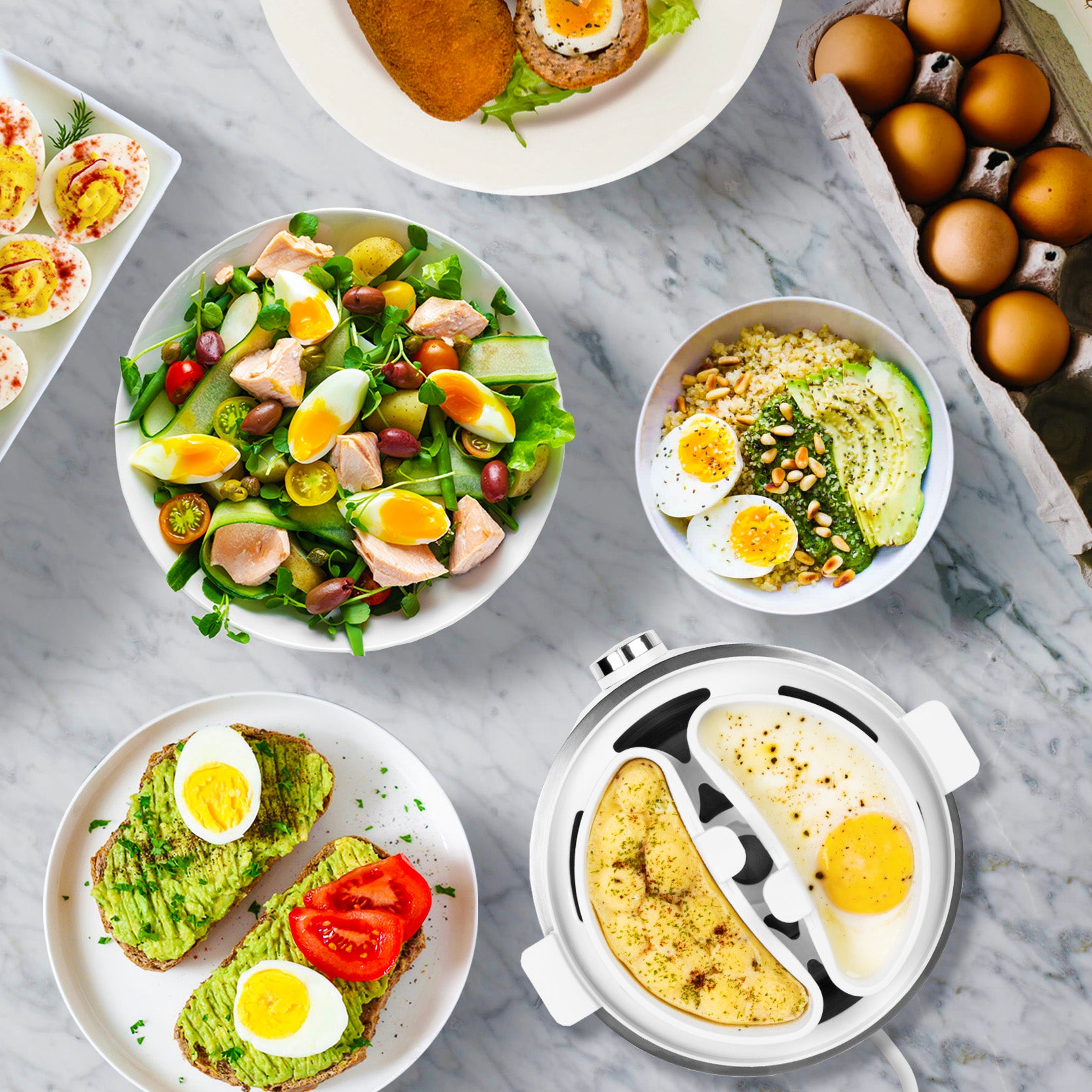 Zoomgoods EB40 WE steamer for eggs make different dishes like avocado toast egg salad