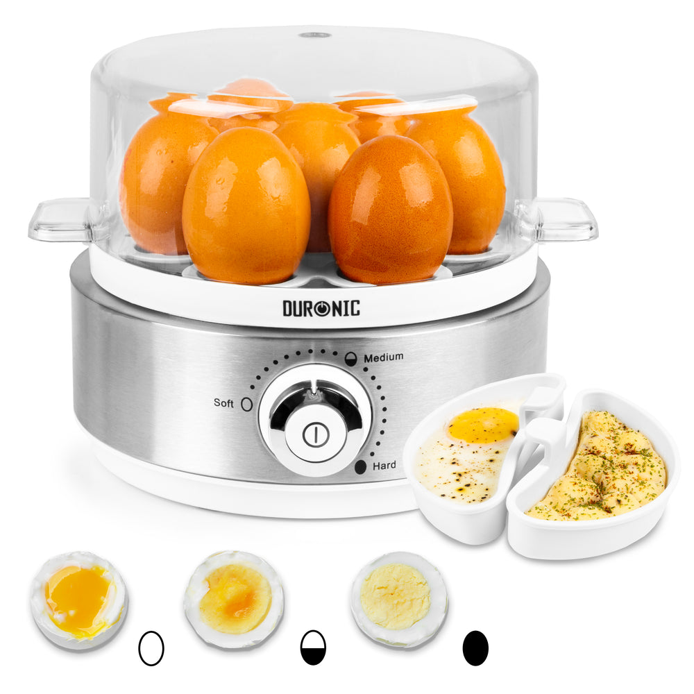 Zoomgoods EB40 WE white egg boiler to cook 7 eggs soft, medium, hard boiled or to make omelettes with omelette maker
