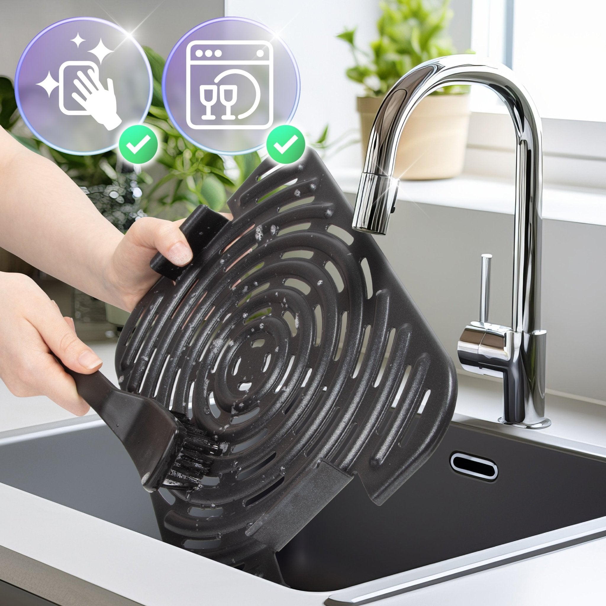 Zoomgoods FG19 healthy air fryer grill parts easy to clean using cleaning brush and dishwasher safe