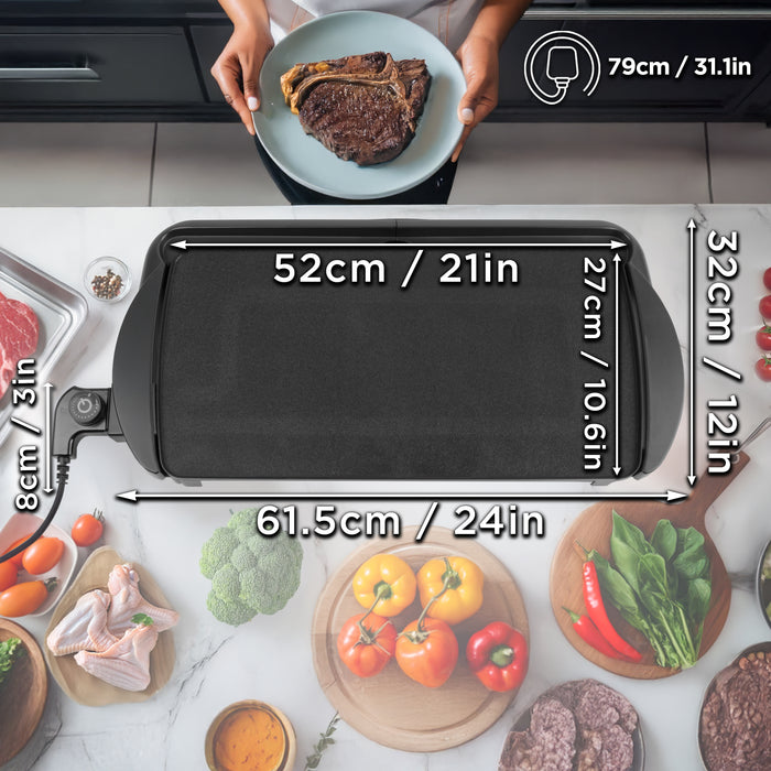 Zoomgoods GP20 electric hot plate dimensions to cook steak grilled meats vegetables