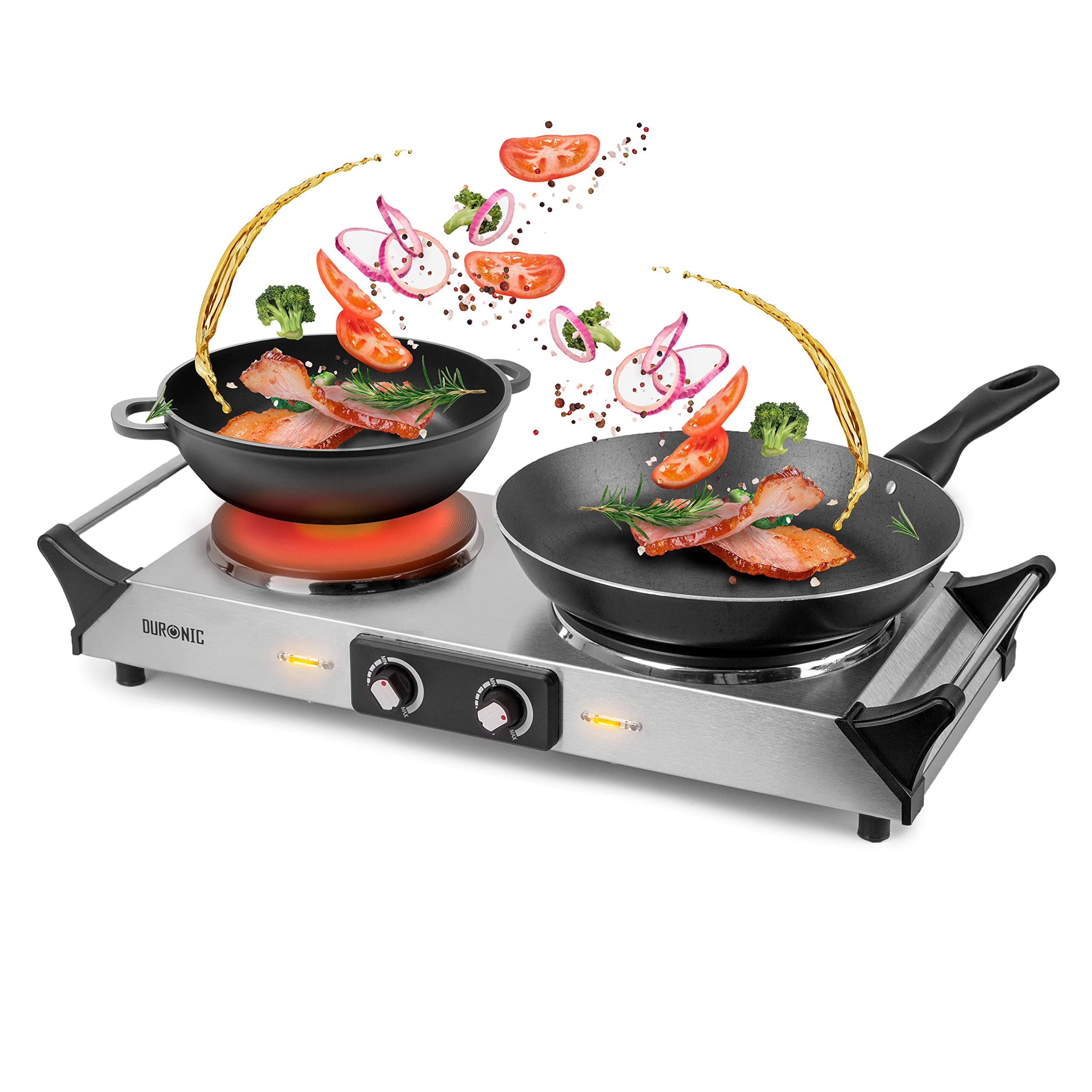Zoomgoods HP2 SS electric hot plate double hob cooking meat, vegetables, spices