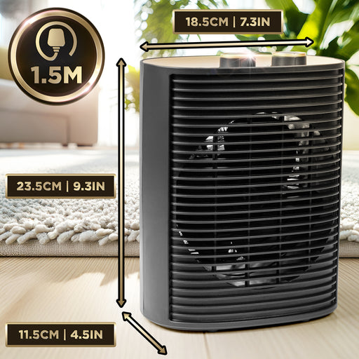 Zoomgoods HV32 BK Electric Fan Heater with dimension