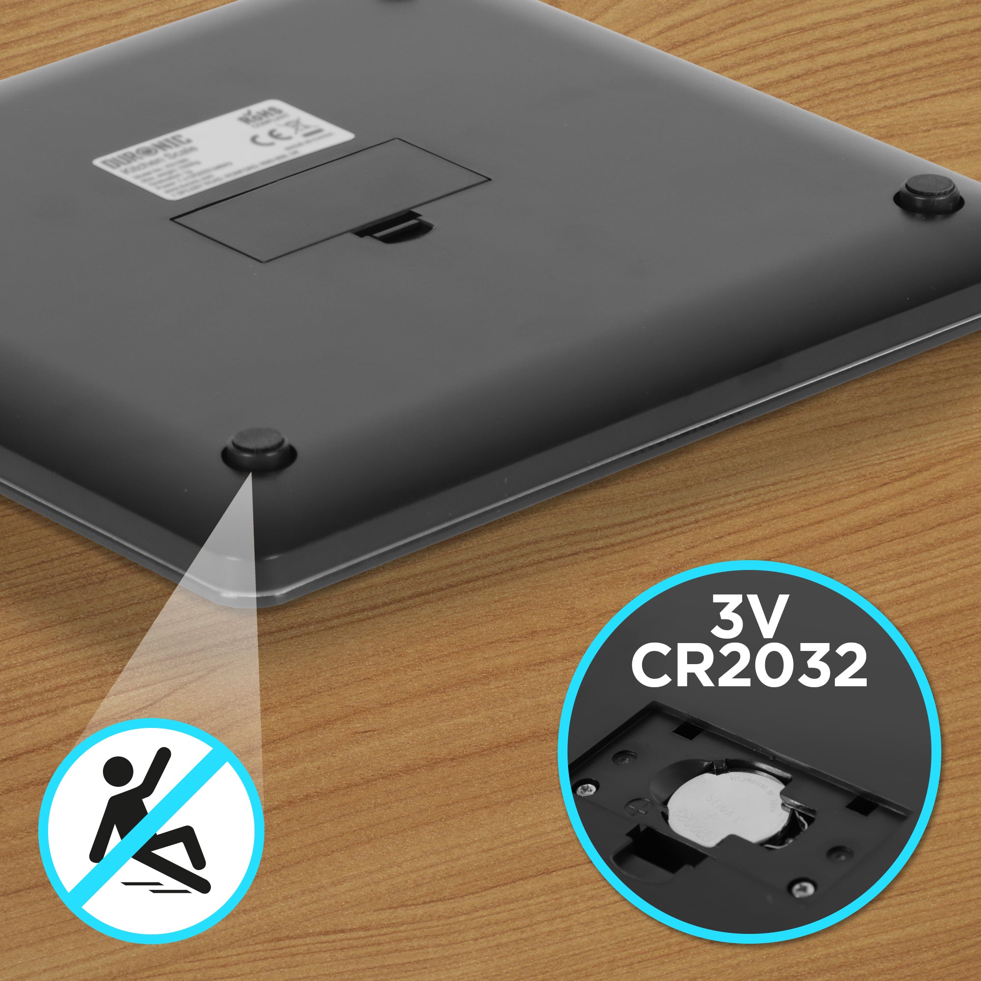 Zoomgoods KS1080 digital kitchen scale with anti slip platform and CR2032 battery included for instant measuring