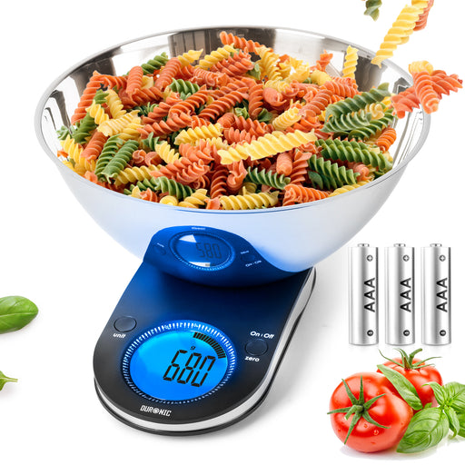 Zoomgoods KS5000 digital kitchen scale with stainless steel bowl measuring pasta