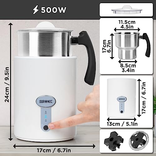 Zoomgoods MF500 WE electric frother for milk specifications height, length, width, depth and wattage 500W