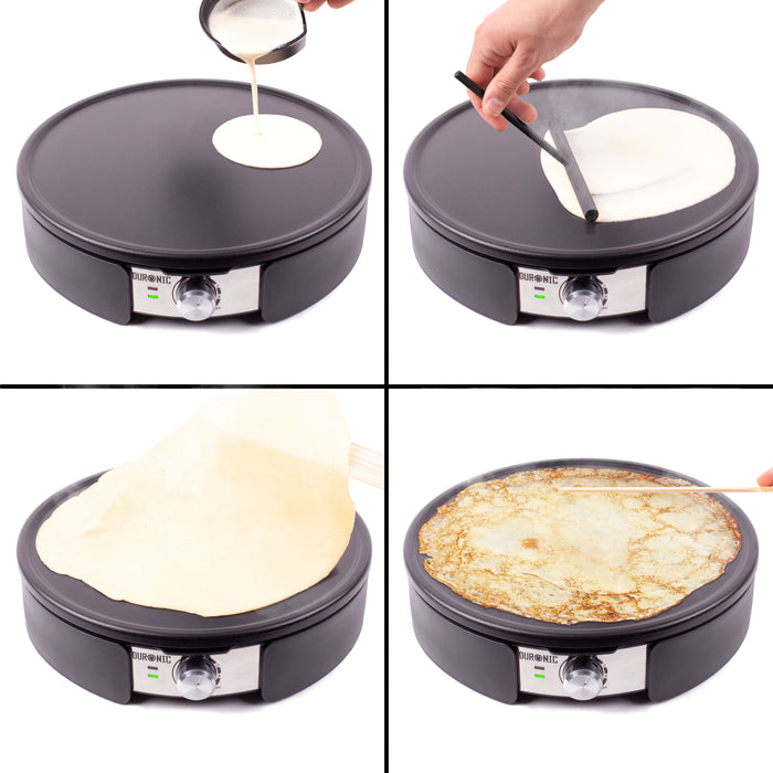 Zoomgoods PM152 crepe/pancake maker how to make crispy pancakes step by step instructions with attachments