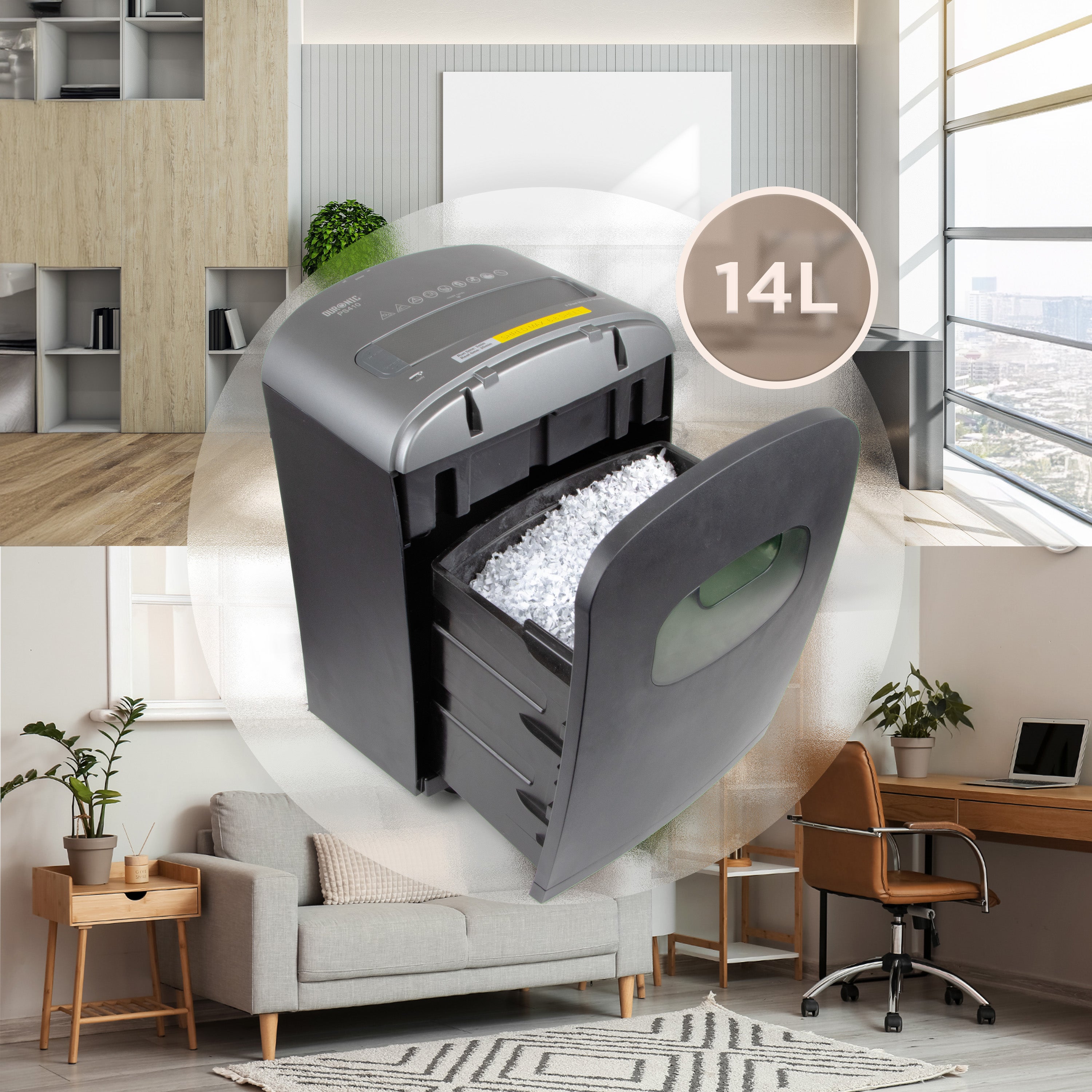 Zoomgoods PS410 automatic paper shredder with 14L waste bin to be used at home, office without needing to frequently empty shredder