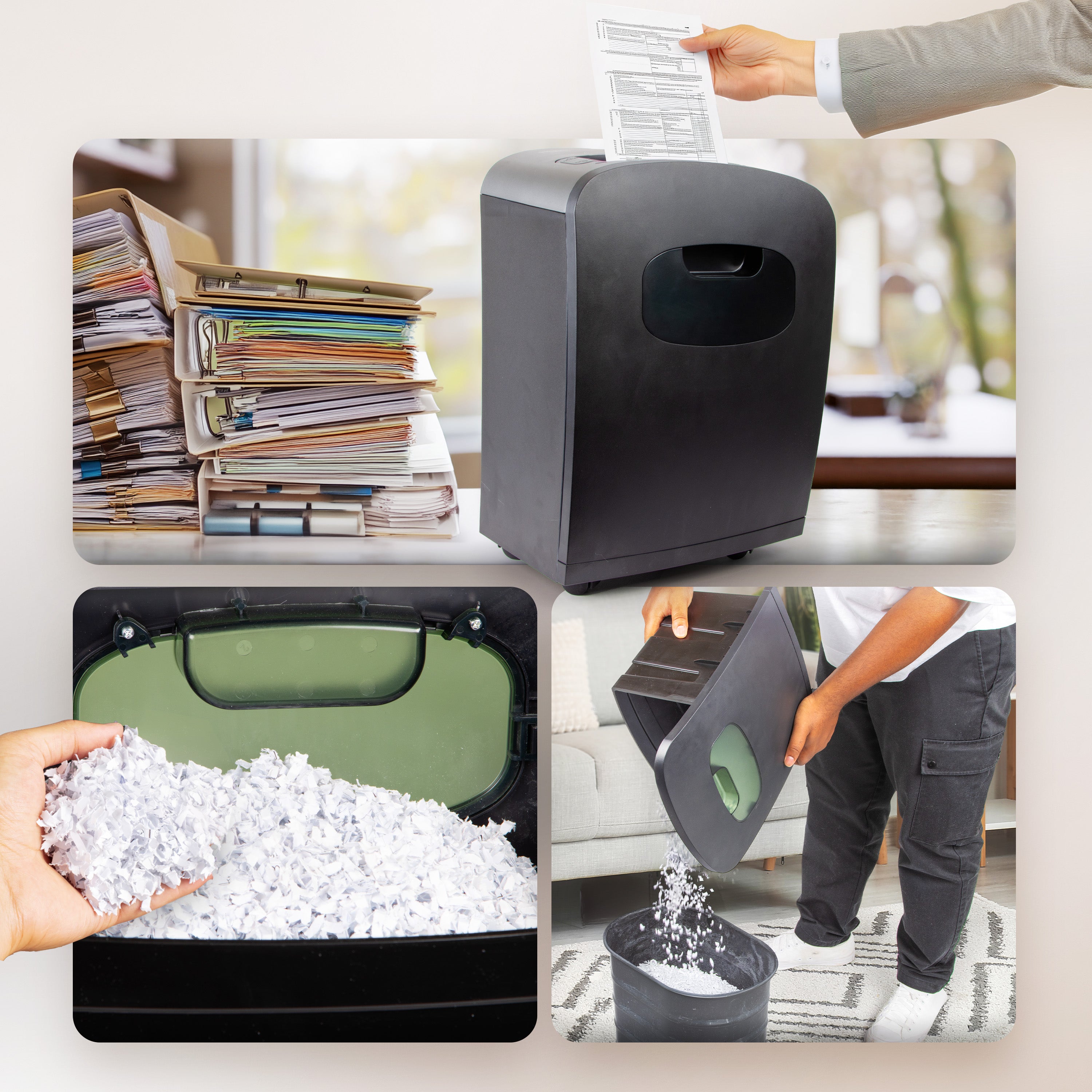 Zoomgoods PS410 electric paper shredder with large 14L waste container so you don't need to frequently empty shredder