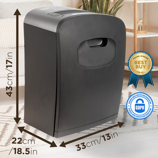Zoomgoods PS410 micro cut paper shredder award winning best buy GDPR compliant dimensions of length, height, width
