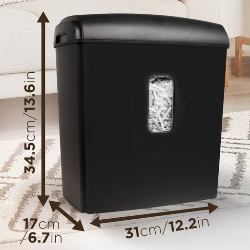 Zoomgoods PS815 cross cut paper shredder dimensions of height, width, and length
