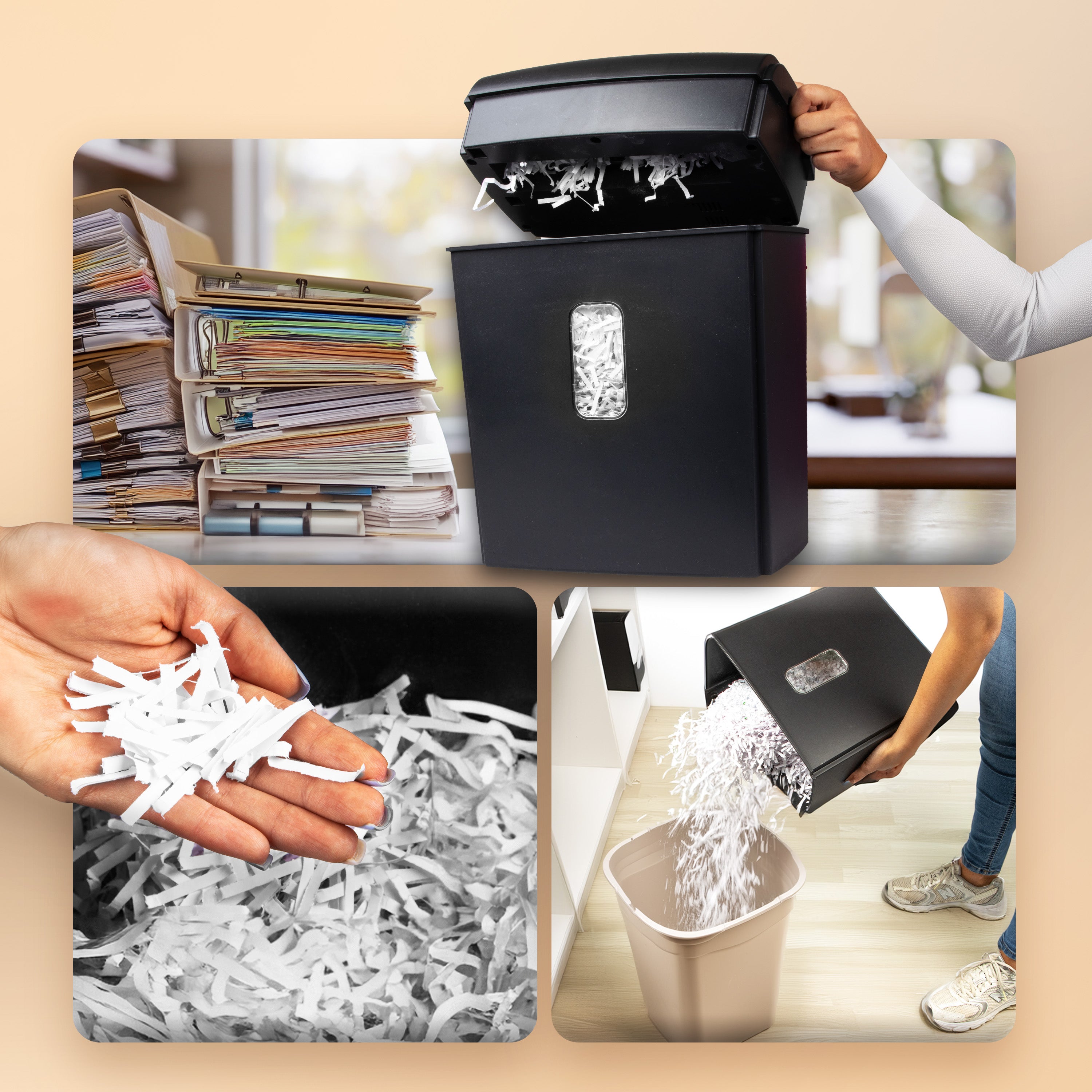 Zoomgoods PS815 electric cross cut shredder with 15L paper waste bin making it easy to clean