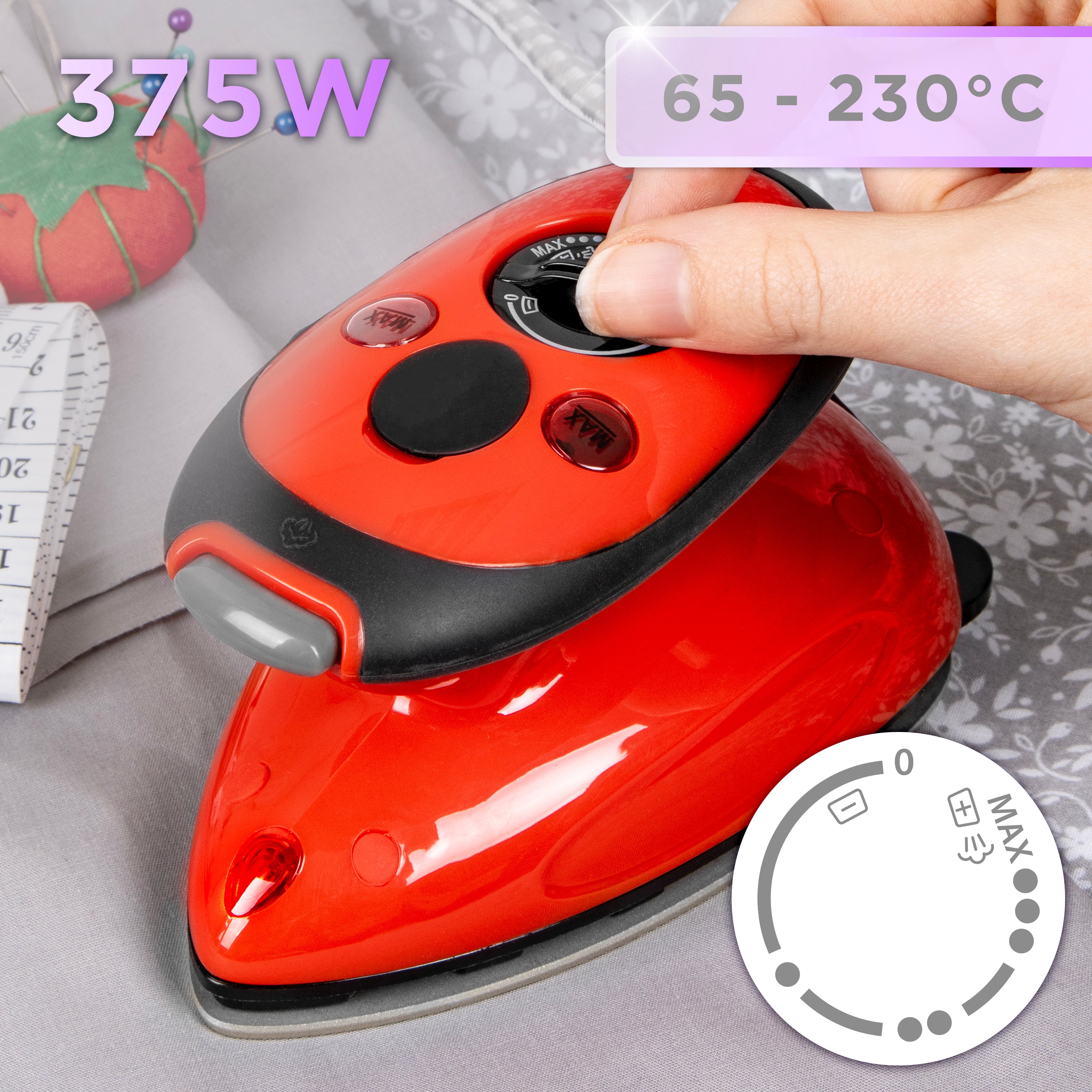 Zoomgoods SI2 RD red steam iron with temperature control wattage