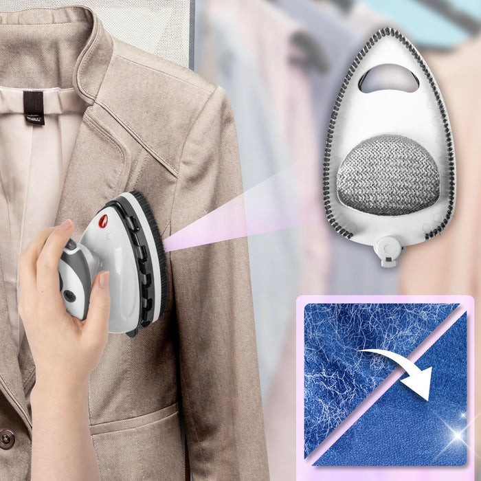Zoomgoods SI2 WE white portable steaming iron with attachment to remove lint dust hair 