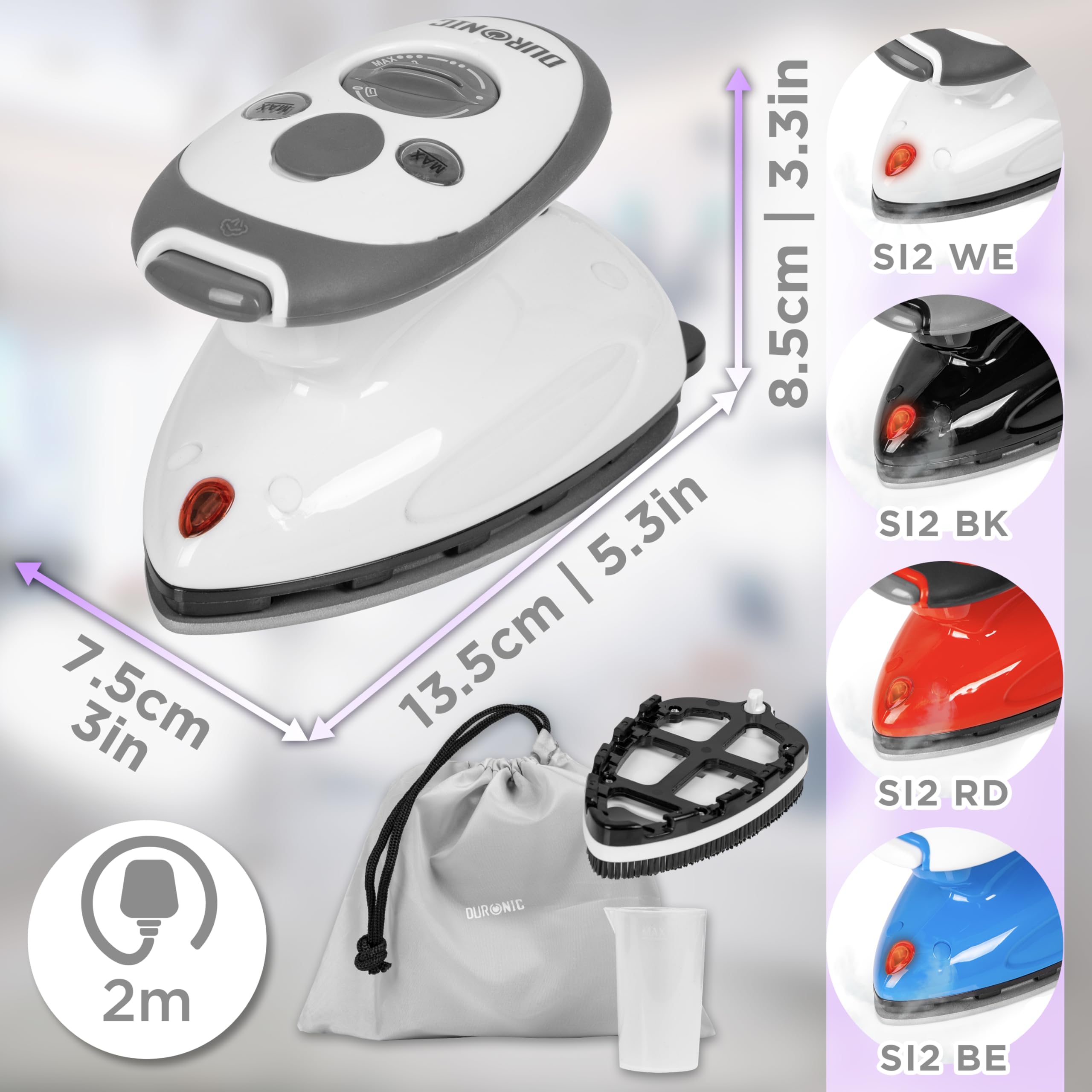 Zoomgoods SI2 steam iron variations in colours black red blue white 