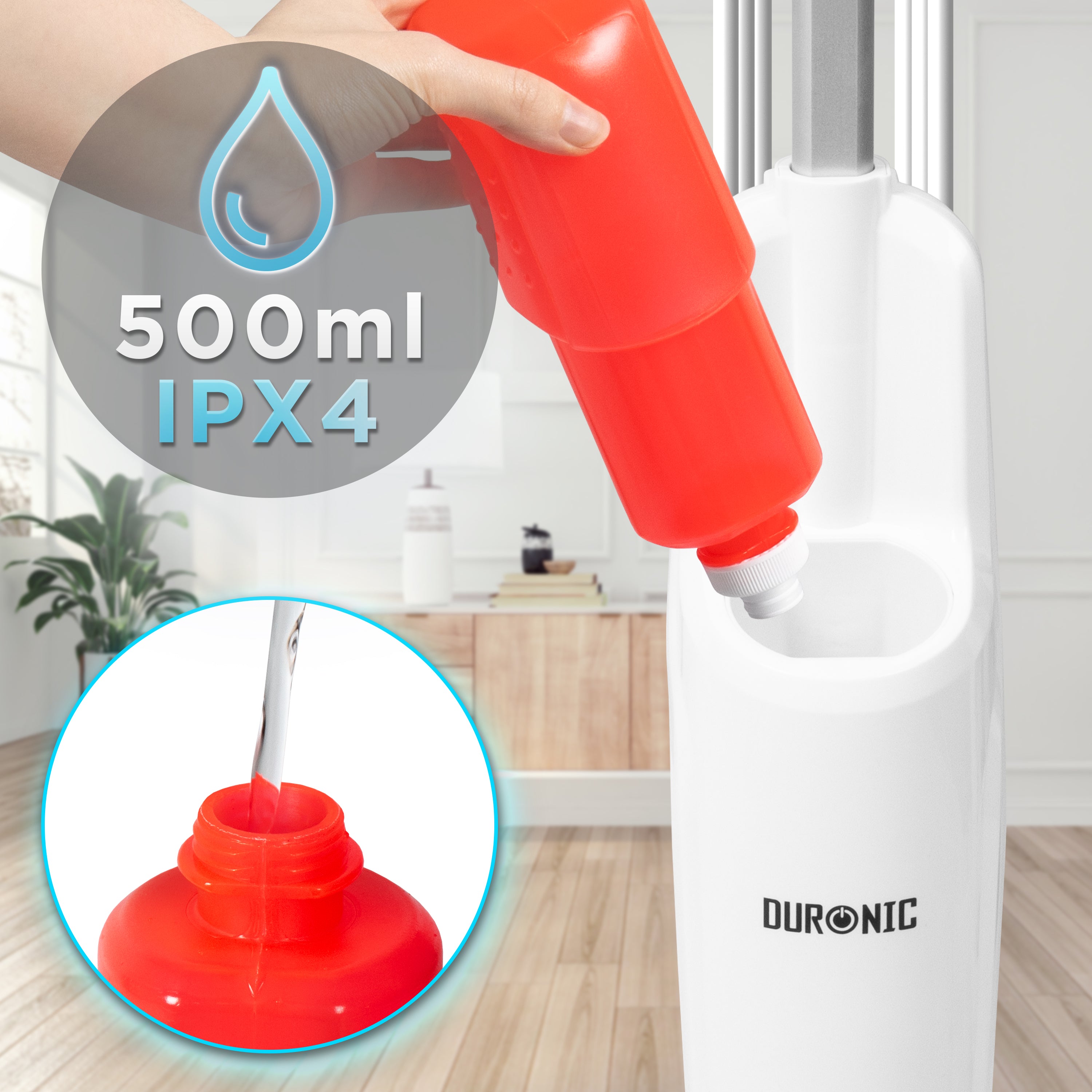 Zoomgoods STM15 WE Steam Mops refills the 500ml water tank
