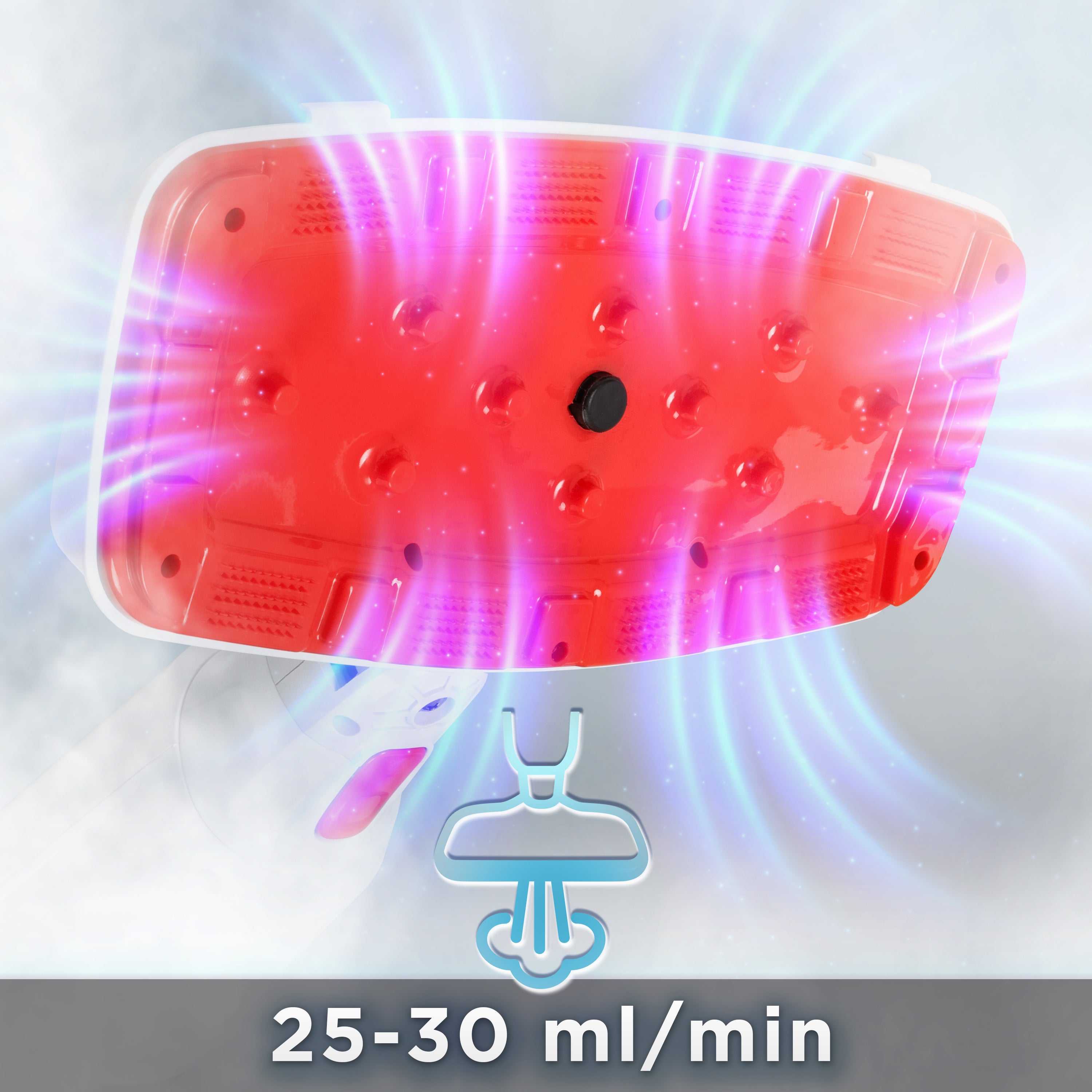 Zoomgoods STM15 WE Steam Mops steamer head with a red heated plate emitting a powerful steam output of 25-30 ml/min.
