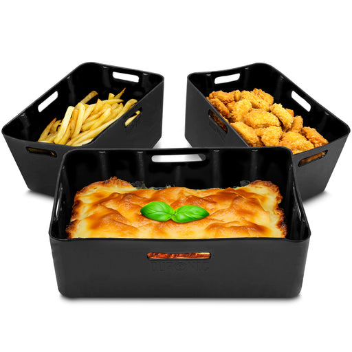 Zoomgoods Silicone Air Fryer Liners AFL3 Air Fryer Basket Liner Durable Nonstick Silicon Inserts for Air Fryers AF34 Reusable Dual Air Fryer Accessory Premium Accessories for Twin drawer & Large Drawer