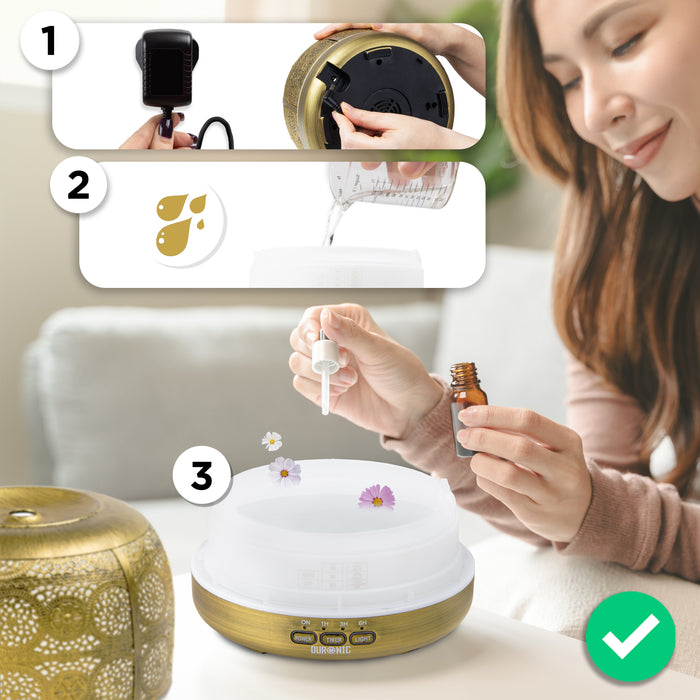 Zoomgoods Aromatherapy Diffuser AD43 500ml Electric Aroma Diffuser Compact Essential Oil DIffuser for Home Office Bedroom Spa with 7 LED Lights Oil Scented Humidifier for Relaxation Sleep