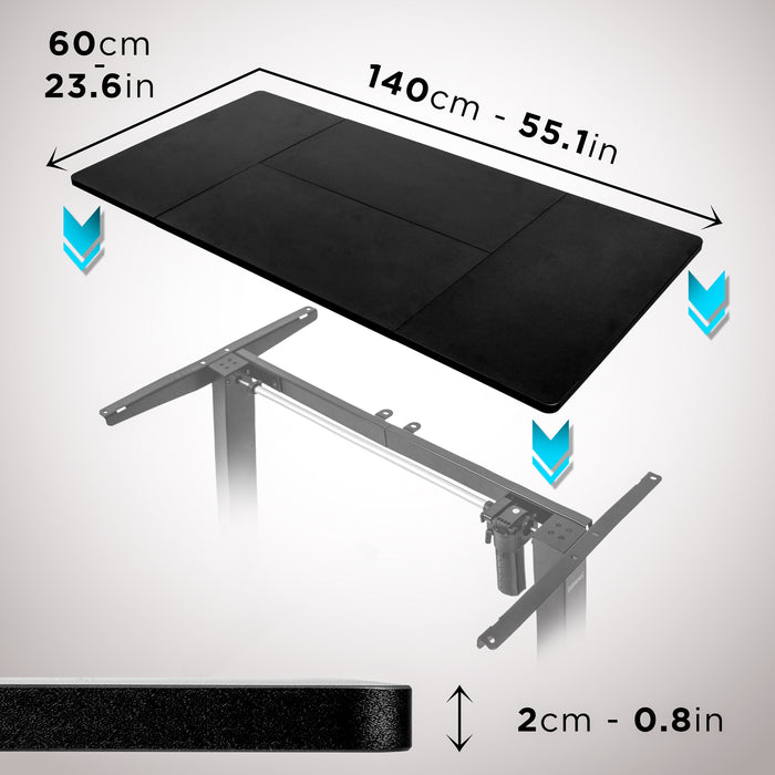 Zoomgoods Desk Top TT140 BK – DESKTOP ONLY - Standing Desk Table Surface Only, Desktop TM51 and TM61 Height Adjustable Desk Frames – Black