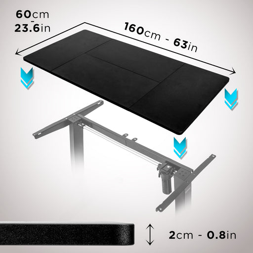 Zoomgoods Desk Top TT160 BK – DESKTOP ONLY - Standing Desk Table Surface Only, Desktop TM51 and TM61 Height Adjustable Desk Frames – Black
