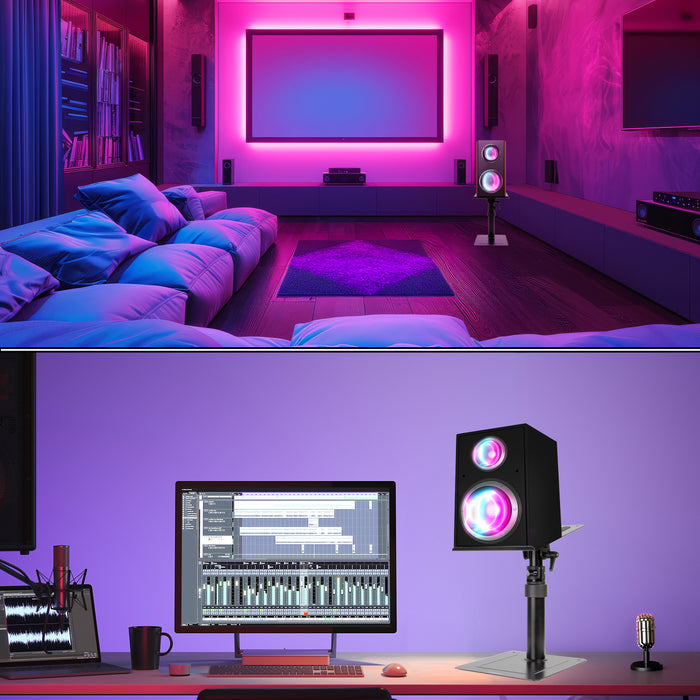 Zoomgoods Speaker Stands SPS20 Height/Tilt Adjustable Desk Mount Speaker Risers, Monitor Speaker Mounts for Bookshelf Speakers, Home Entertainment, Music Presentations, Gaming