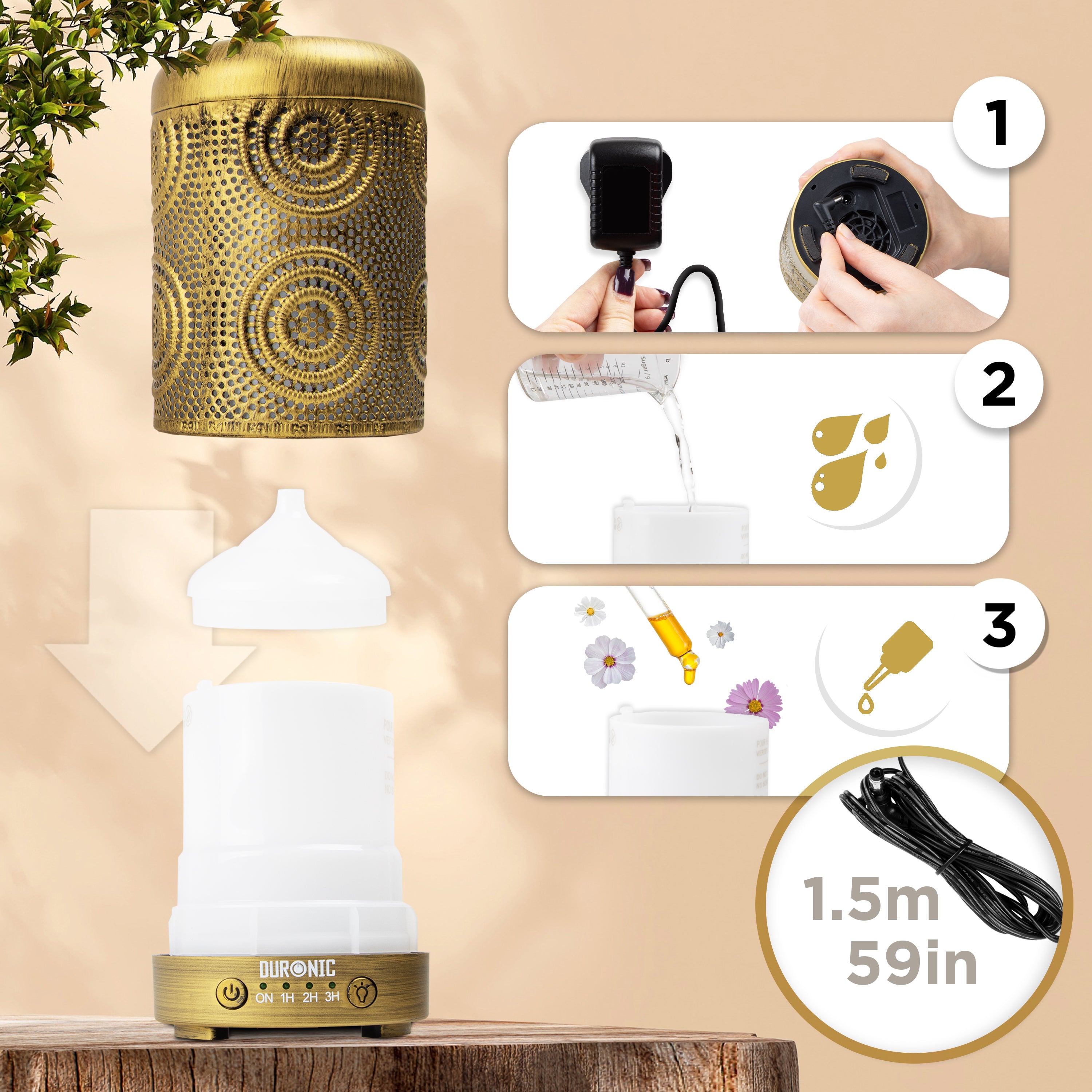Zoomgoods Aromatherapy Diffuser AD41 100ml Electric Aroma Diffuser Compact Essential Oil DIffuser for Home Office Bedroom Spa with 7 LED Lights Oil Scented Humidifier for Relaxation Sleep