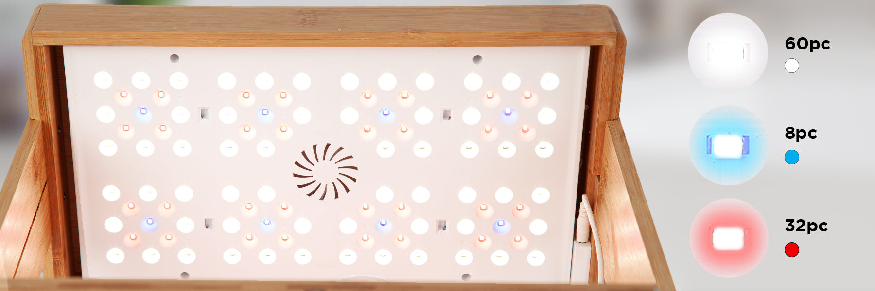 Zoomgoods Hydroponic Growing System GHS48 | Indoor Garden Box with Grow Lamp for 8 Plants or Herbs | 100x LED Spectrum Bulbs: White, Red & Blue| 3 Light/Growth Modes | Smart Germination Kit | 30W