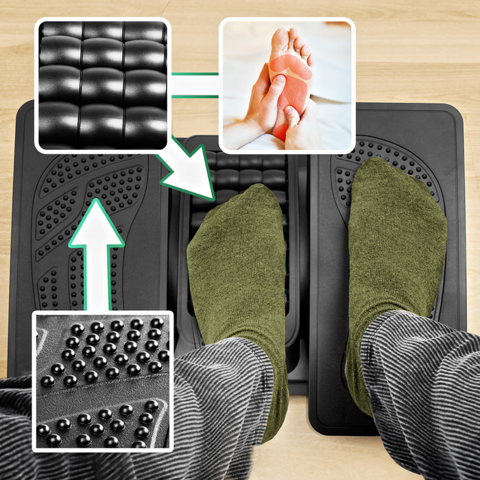 Zoomgoods FT04 Ergonomic Footrest: Adjustable Tilt and Height, Massage Rollers, Textured Surface - Alleviate Foot Pain, Fatigue and Stress for Office, Home, and Students.