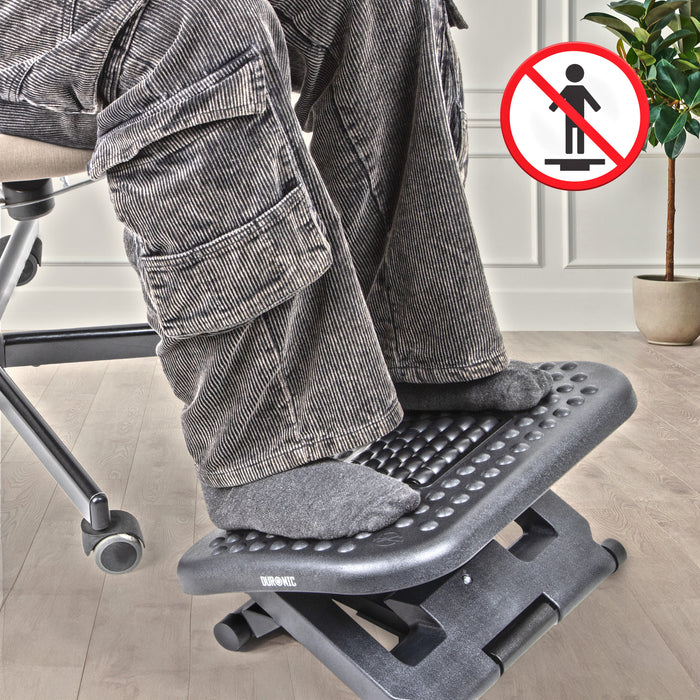Zoomgoods Ergonomic Footrest FT03 with Adjustable Tilt, 3 Height Levels, Massage Rollers, Textured Surface for Stress Relief, Foot Pain and Fatigue, Under-Desk for Office, Home, Students, Gamers