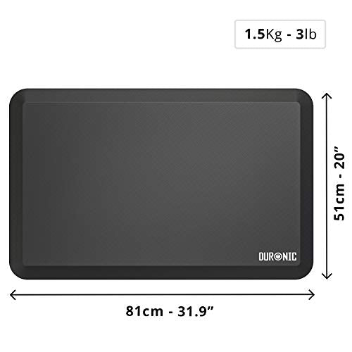 Zoomgoods Anti-Fatigue Mat DM-MAT1 Ergonomic Design for Home, Office Sit Stand Desk Floor Mat, Waterproof Standing With Memory Foam, Foot And Back Relief, 81cm x 51cm Black