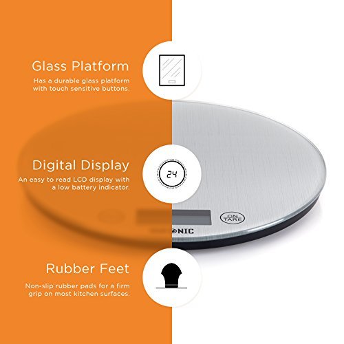 Zoomgoods Digital Kitchen Scales KS1055 Electronic Kitchen Scale Measuring Weighing Scale Baking Scale for Cooking Baking Postal Mail Pet Food Measurement Baker Weight Scale, with Tare Clear LCD Display