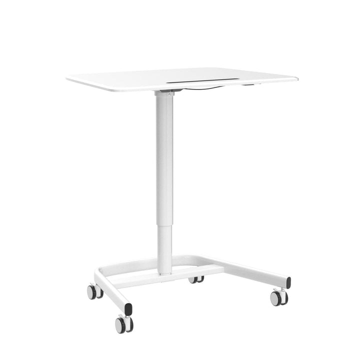 Zoomgoods Sit-Stand Desk WPS77 | White Ergonomic Desk with Tablet Holder | Multi-Use Table for Adults & Children | 71x50cm Platform | Portable with Lockable Wheels | Adjustable Height | 15kg Capacity…