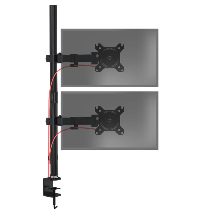 Zoomgoods Dual Monitor Stand DMT152VX1, Dual Monitor Arm Desk Mount for two 13-27” PC Screens, Height Adjustable Monitor Mounts with 100cm Pole & VESA 75 100, Monitor Riser for Home Office Work Desk