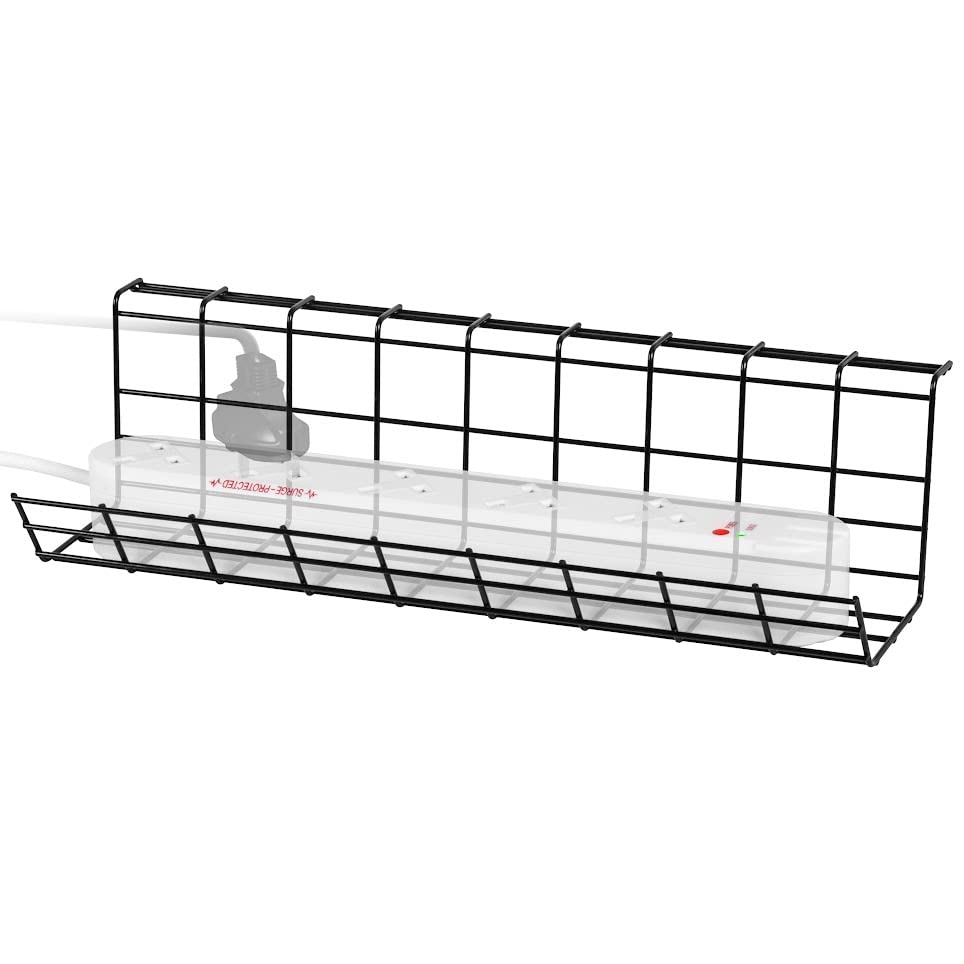 Zoomgoods Under Desk Cable Management CMH1, Cable Duct for Computer Desk, Cable Organiser Tray for Wire Management, Cable Channel Rack - Black