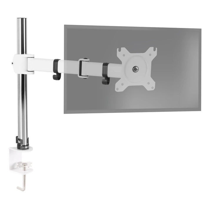 Zoomgoods Single Monitor Arm DM251X3 Height Adjustable Monitor Stand Riser Clamp for 13-27” PC screens Monitor Desk Mounts with VESA 75/100 Monitor Mount with 8kg capacity Monitor Stand for Desk Gaming WHITE
