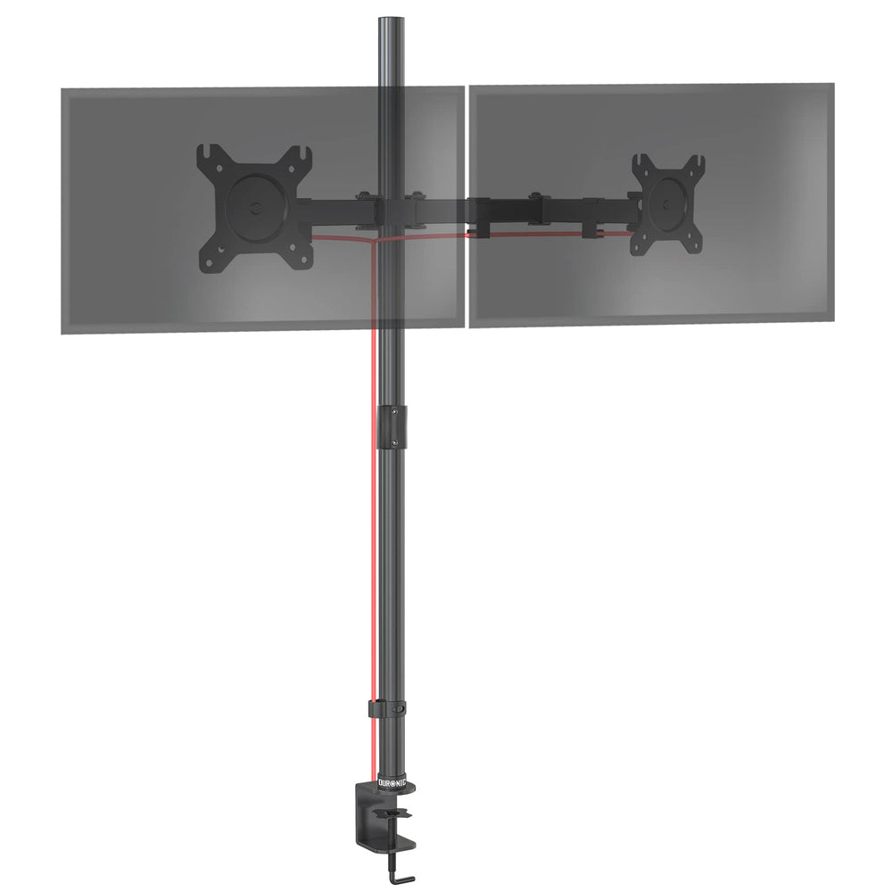 Zoomgoods Dual Monitor Stand DMT152, Double Monitor Arm Desk Mount for Two 13-27” PC Screens, Height Adjustable Monitor Mounts with 100cm Pole & VESA 75 100, Monitor Riser for Home Office Work Desk
